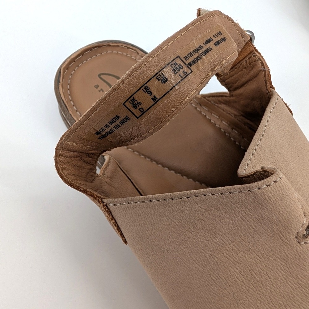 Clarks Artisan Leather Sarla Forte Slingback Sandals Whipstitch Taupe Womens 9 M - Picture 5 of 6